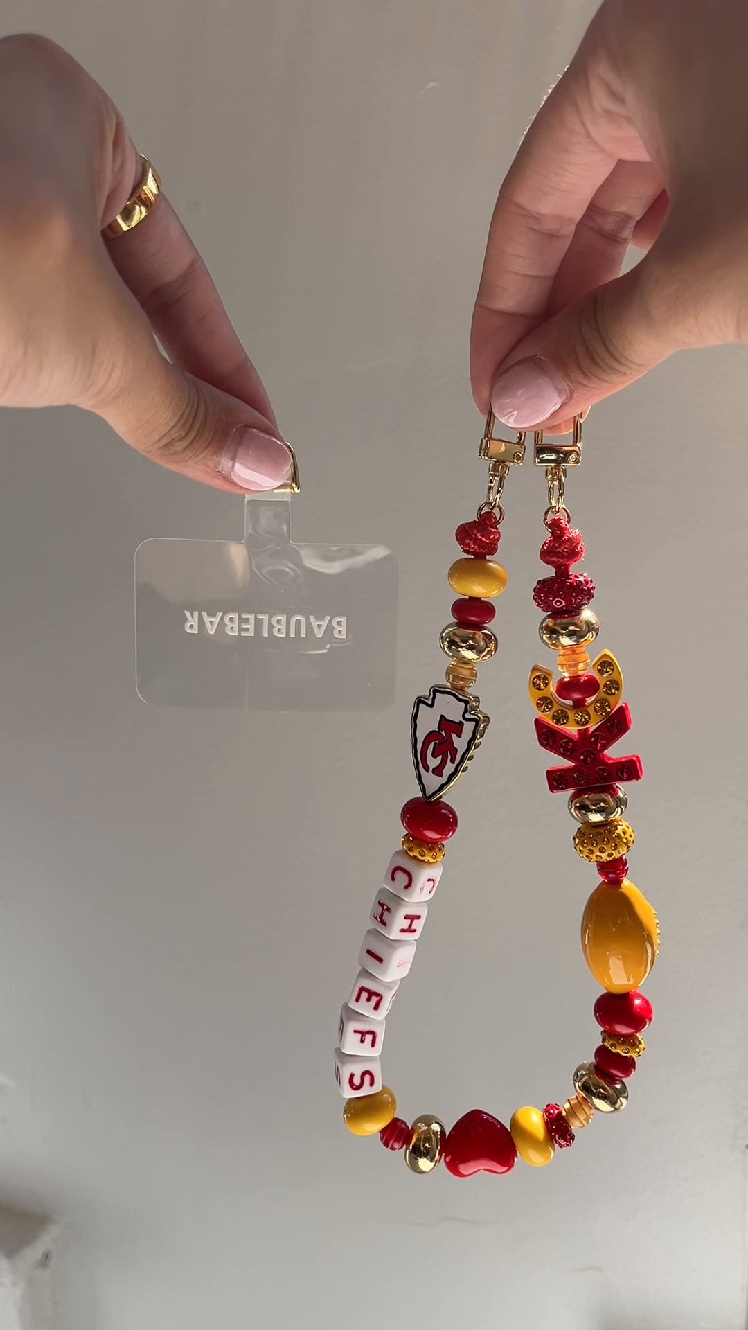 NFL Beaded Phone Charm - Kansas City Chiefs