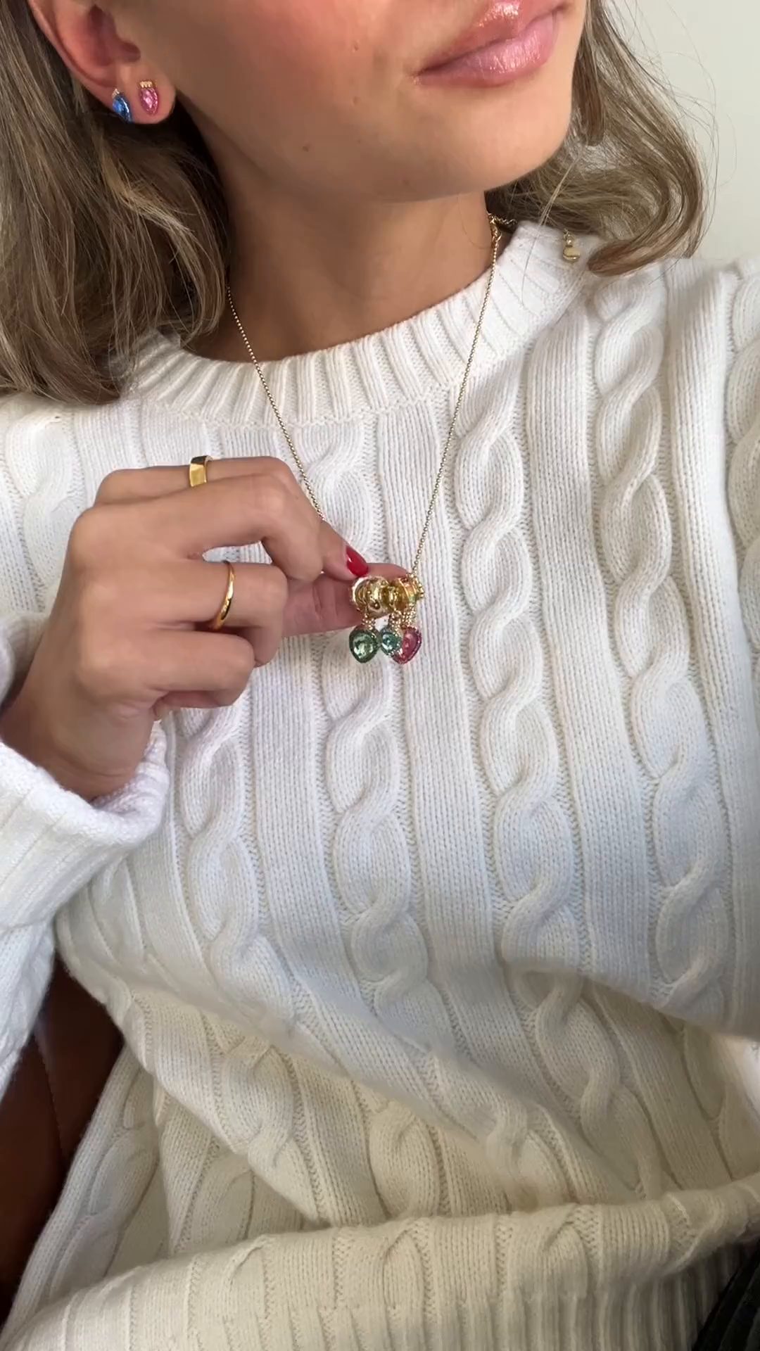 Merry & Bright Christmas Charm Necklace - Christmas Lights